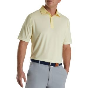 FootJoy Stretch Lisle Mini Check Print Golf Polo - Yellow/White