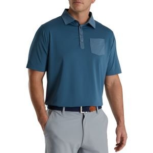 FootJoy Tonal Trim Solid Pocket Lisle Self Collar Golf Polo - Ink