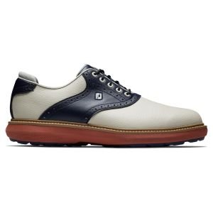 FootJoy Traditions Spikeless Golf Shoes 2023 - Cream/Navy 57925