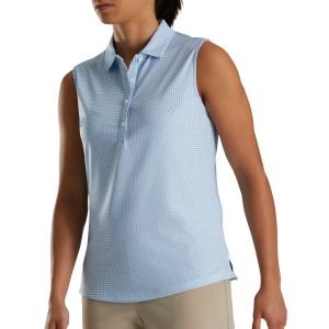 FootJoy Women's Sleeveless Essential Golf Polo Blue Houndstooth