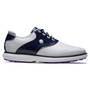 FootJoy Womens Traditions Spikeless Golf Shoes 2023 - White/Navy 97899