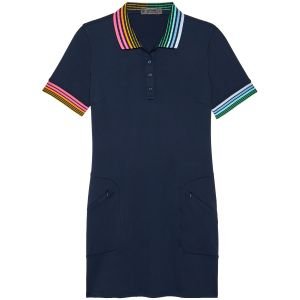 G/FORE Women's Pleated Contrast Collar Pique Golf Polo Dress 