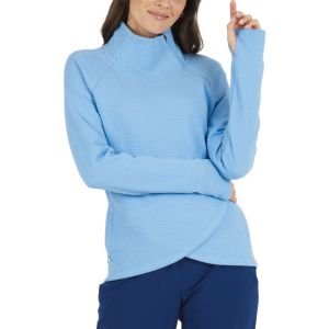 IBKUL Women's Solid Popcorn Stitch Asummetrical Zip Golf Pullover