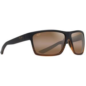 Maui Jim Alenuihaha Polarized Wrap Dark Brown Stripe Sunglasses HCL Bronze Lens