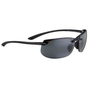 Maui Jim Banyans Polarized Rimless Gloss Black Sunglasses Neutral Grey Lens