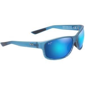 Maui Jim Kaiwi Channel Polarized Wrap Blue Black Sunglasses Blue Hawaii Lens
