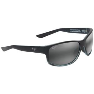 Maui Jim Kaiwi Channel Polarized Wrap Grey Black Stripe Sunglasses Neutral Grey Lens