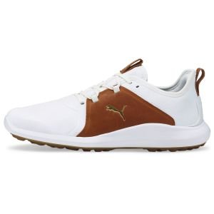PUMA IGNITE Fasten8 Crafted Golf Shoes Puma White/Gold/Leather Brown