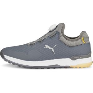 PUMA PROADAPT ALPHACAT Disc Spikeless Golf Shoes Quiet Shade/Silver/Yellow Sizzle