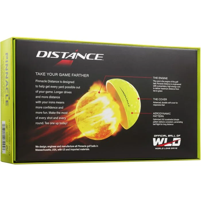 Pinnacle Distance 15 Pack Yellow Golf Balls - Carl's Golfland