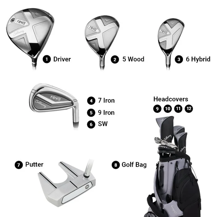Callaway Womens REVA 8-Piece Stand Bag Complete Golf Package Set