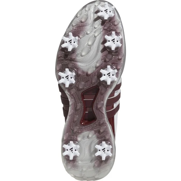 adidas Tour360 24 Golf Shoes Cloud White/Maroon/Iron Metallic