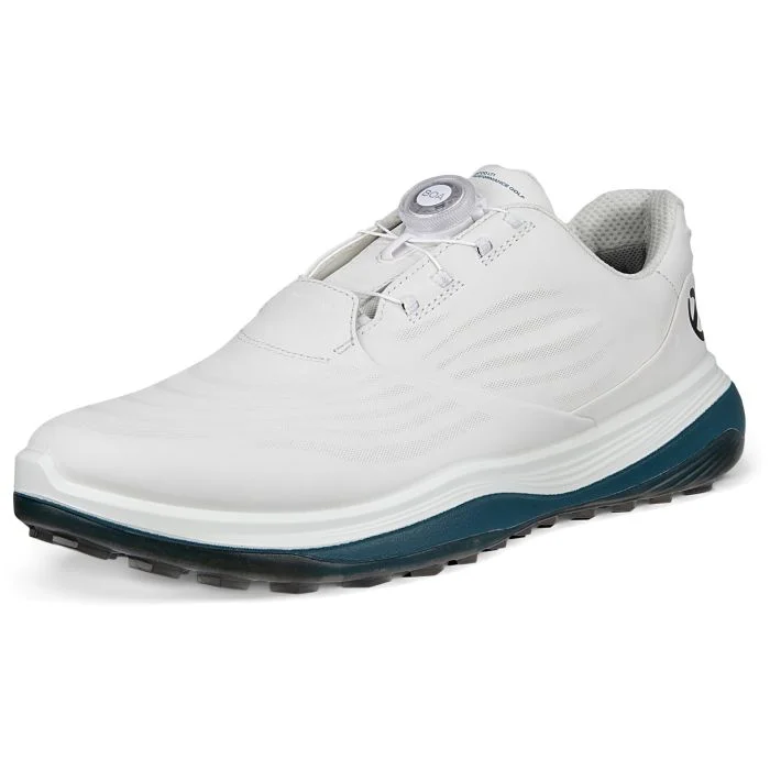 Free Shipping - ECCO LT1 BOA Golf Shoes White/Petrol - Carl's Golfland