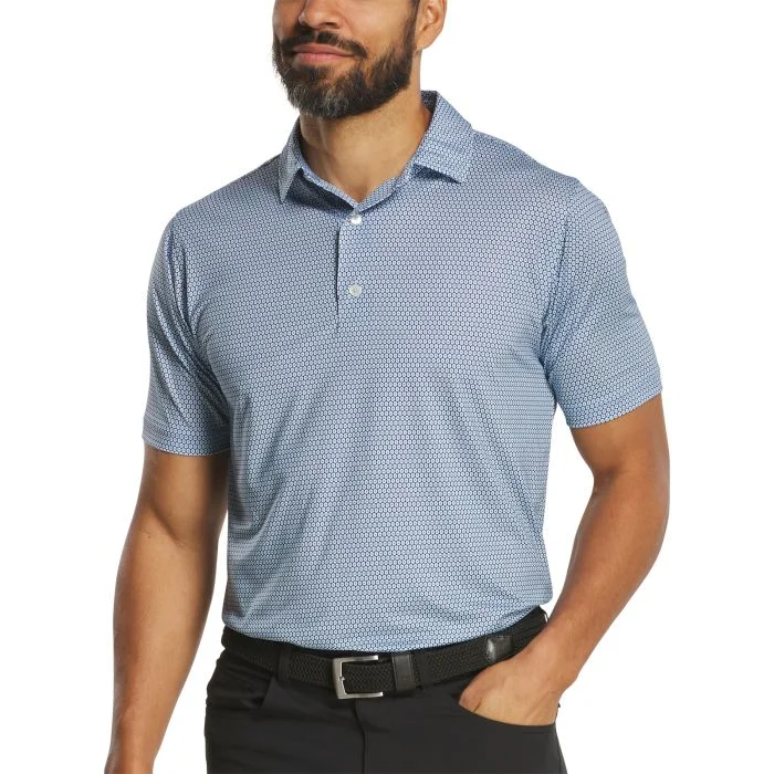 FootJoy Men's Athletic Fit Stellar Lisle Shirt Navy/White/Blue - Size: Large