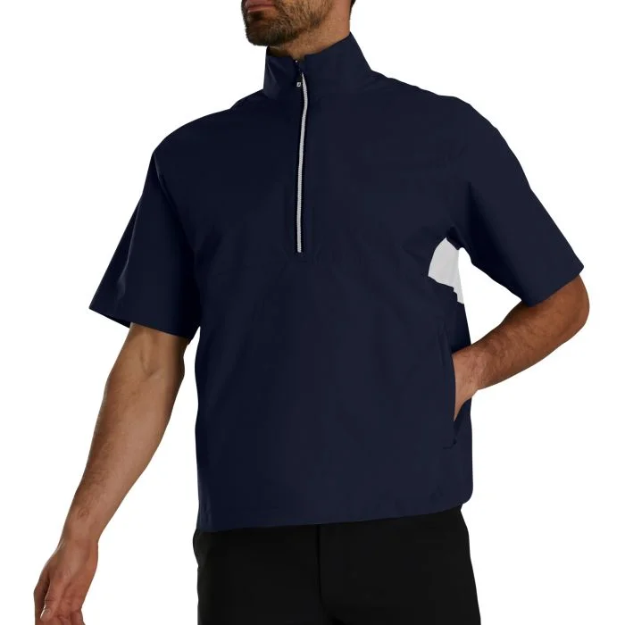 FootJoy HydroLite X Short Sleeve Golf Rain Shirt Navy/White