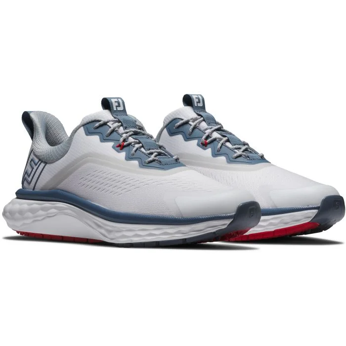 Free Shipping - FootJoy Quantum Golf Shoes White/Blue/Red 56989