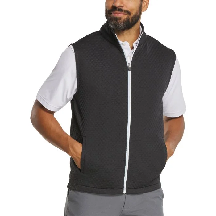 FootJoy Textured Knit Full-Zip Golf Vest Black Heather - Carl's