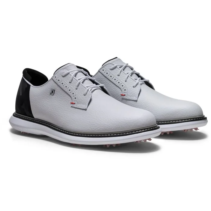 FootJoy Traditions Blucher Golf Shoes White/Black Camo/Cherry