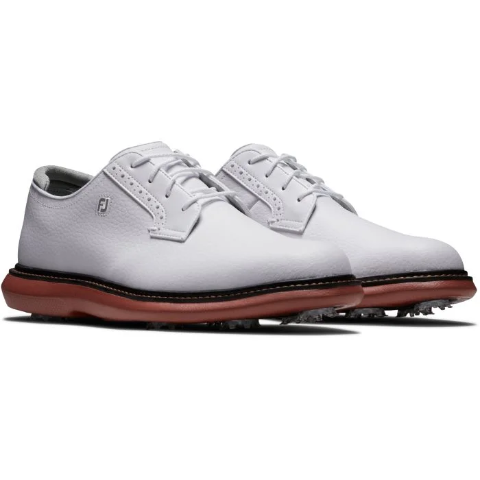 Free Shipping - FootJoy Traditions Blucher Golf Shoes White/Brick