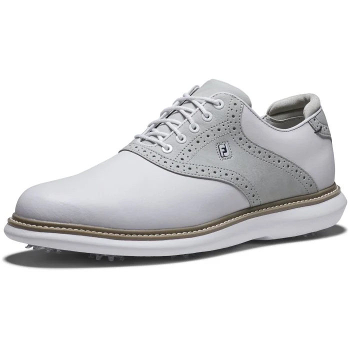 Free Shipping - FootJoy Traditions Golf Shoes White/Grey 57957