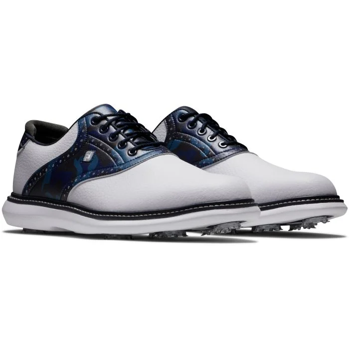Free Shipping - FootJoy Traditions Saddle Golf Shoes White/Navy