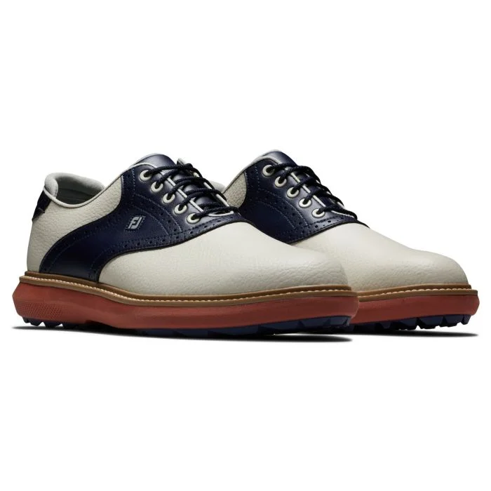 Free Shipping - FootJoy Traditions Spikeless Golf Shoes Cream/Navy
