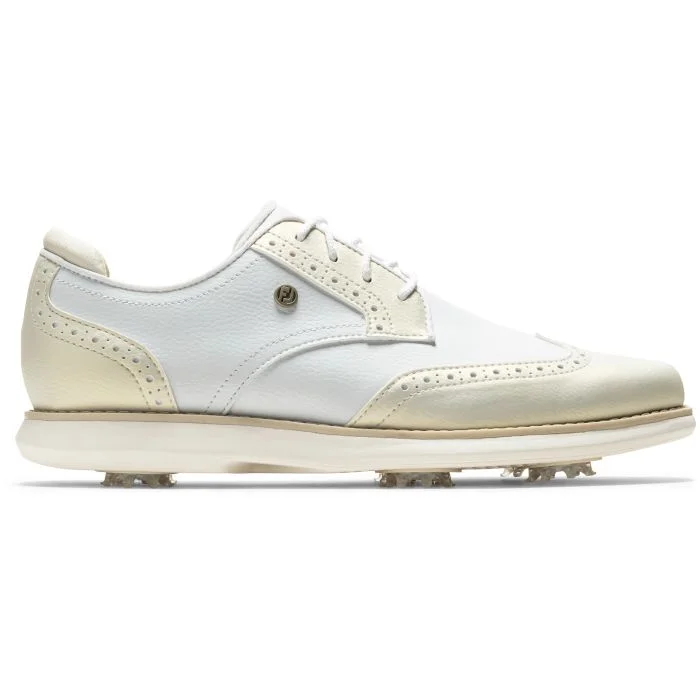 FootJoy Women's Traditions Wing Tip Golf Shoes White/Gold 97940