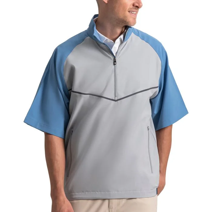 FootJoy Zephyr Short Sleeve Windshirt Golf Pullover Coastal Blue