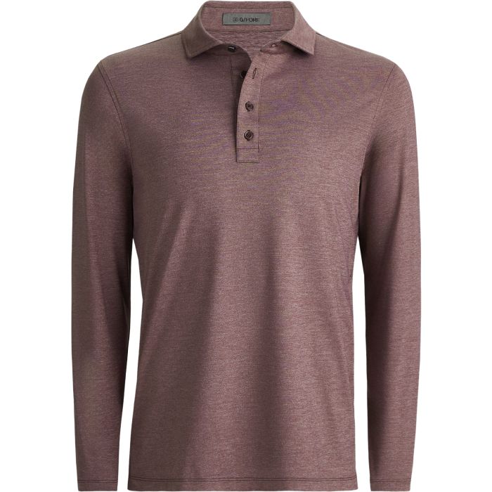 G/FORE Rib Gusset Long Sleeve Melange Ice Nylon Sun Golf Polo Shirt ...