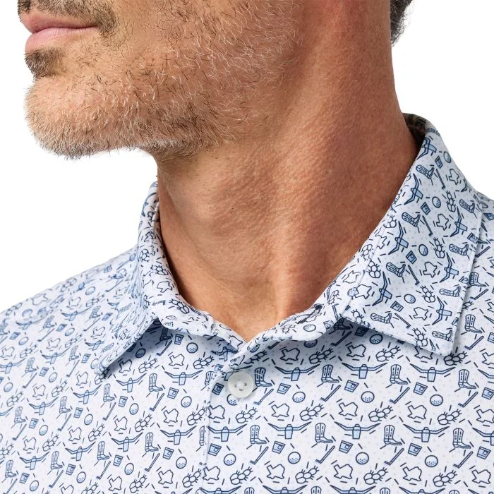 Mizzen+Main Versa Golf Polo White Cowboys and Cocktails - Carl's