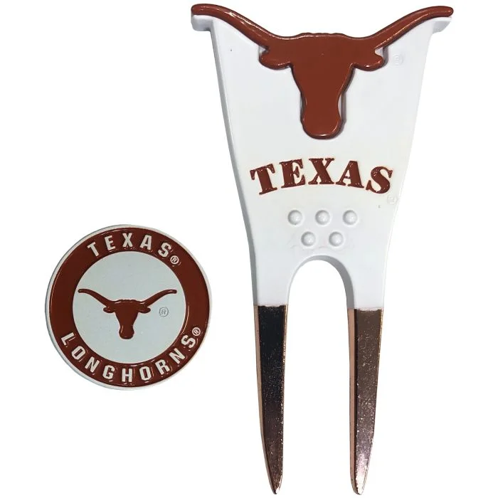 PAC Golf University of Texas Divot Repair Tool & Ball Marker White