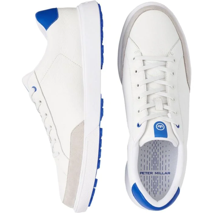 Peter Millar Drift Leather Hybrid Course Golf Shoes White/Mako