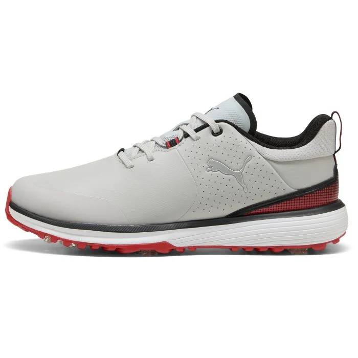 PUMA FUSION GRIP ST Golf Shoes Ash Gray/Puma Black/Candy Apple