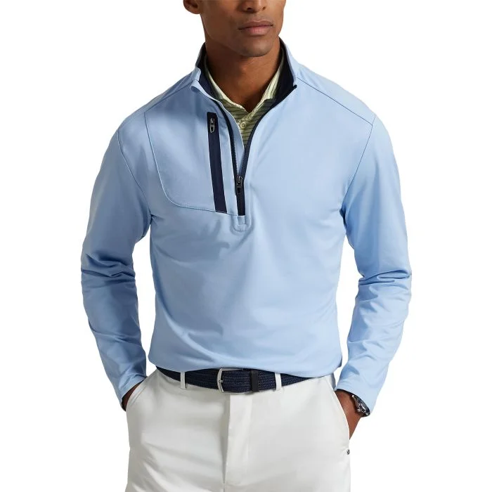 RLX Ralph Lauren グレー ジャケット US/XL RLX Ralph Lauren Men's Grey/Navy Colorblock 1/2 Zip Hooded Golf