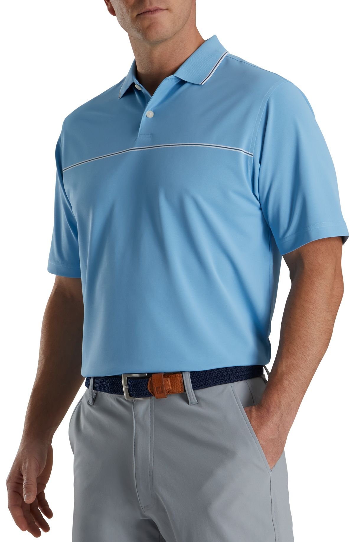 FootJoy Details Stretch Pique Knit Collar Golf Polo Dusk Blue - Carl's Golfland