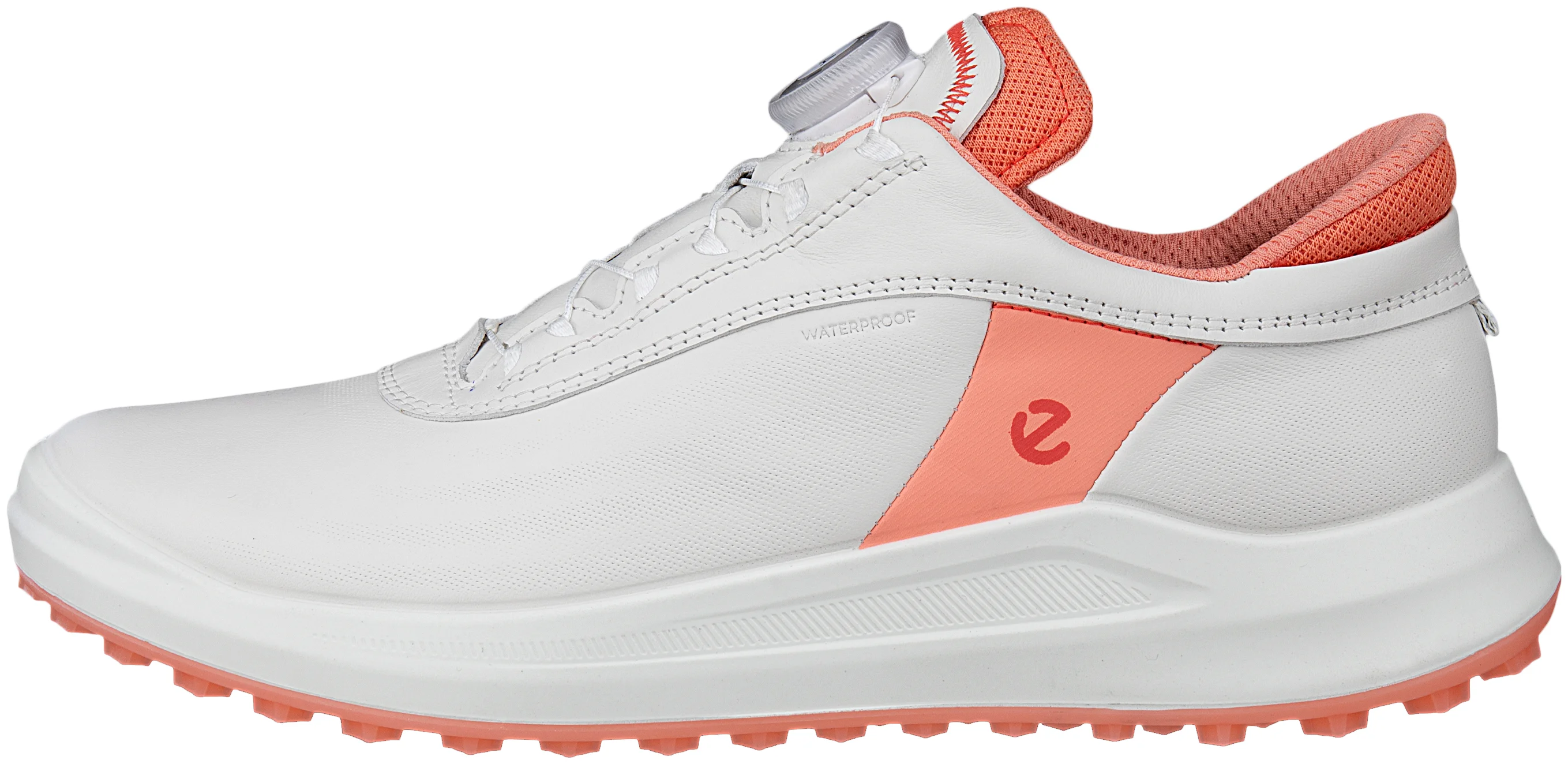 ECCO Womens Core BOA Golf Shoes - White/Burnt Coral -