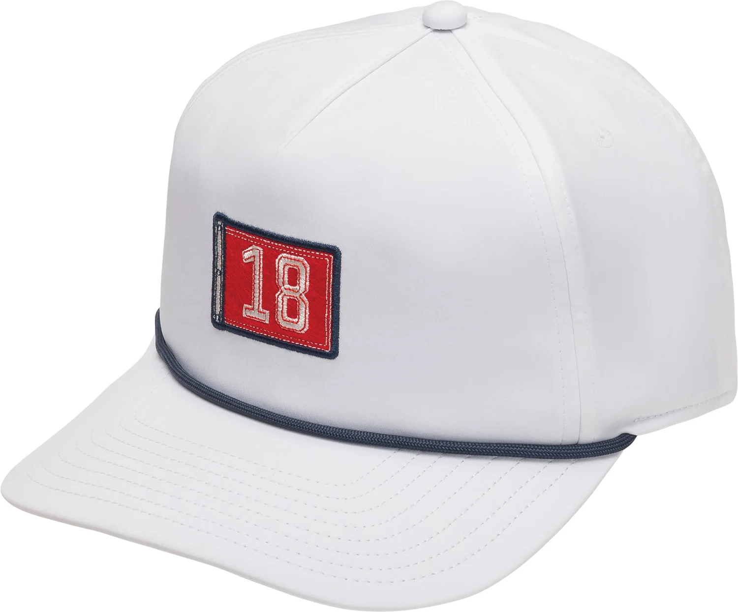 FootJoy 5-Panel 18th Flag Mens Golf Hat - White - White
