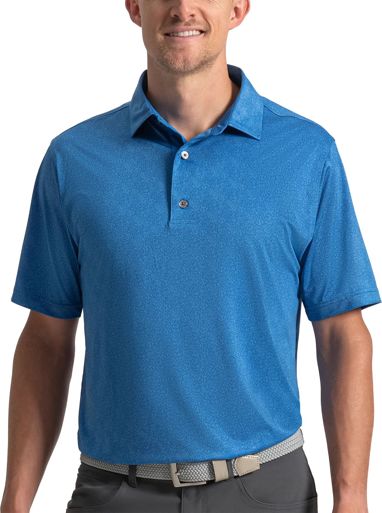 FootJoy Speckle Lisle Mens Golf Polo - Royal - Blue, Size: X-Large