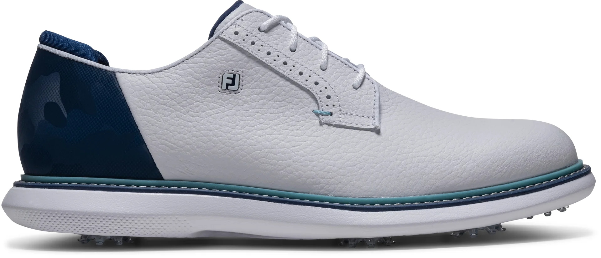 FootJoy Traditions Camo Blucher Golf Shoes - White/Midnight Camo/Marine - 10 - M