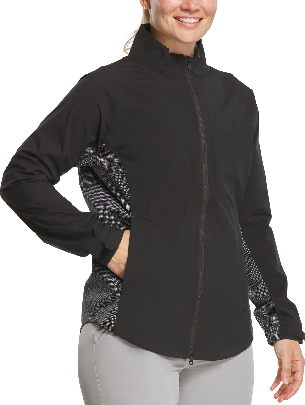 FootJoy Womens HydroLite X Golf Rain Jacket - Black/White - Black, Size: X-Small
