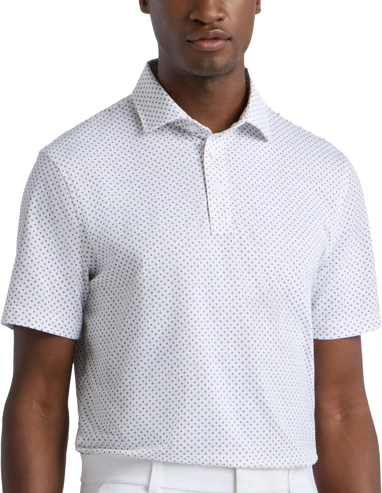 G/FORE All Play Foulard Geo Stretch Knit Mens Golf Polo - White, Size: X-Large