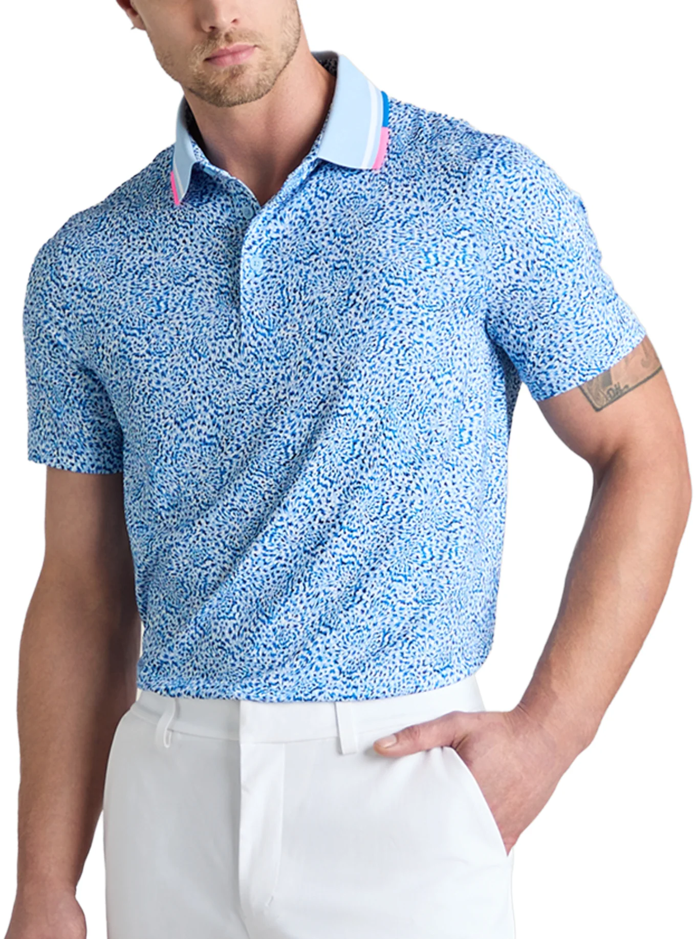 G/FORE Fireworks Tech Jersey Mens Golf Polo - Blue, Size: Medium