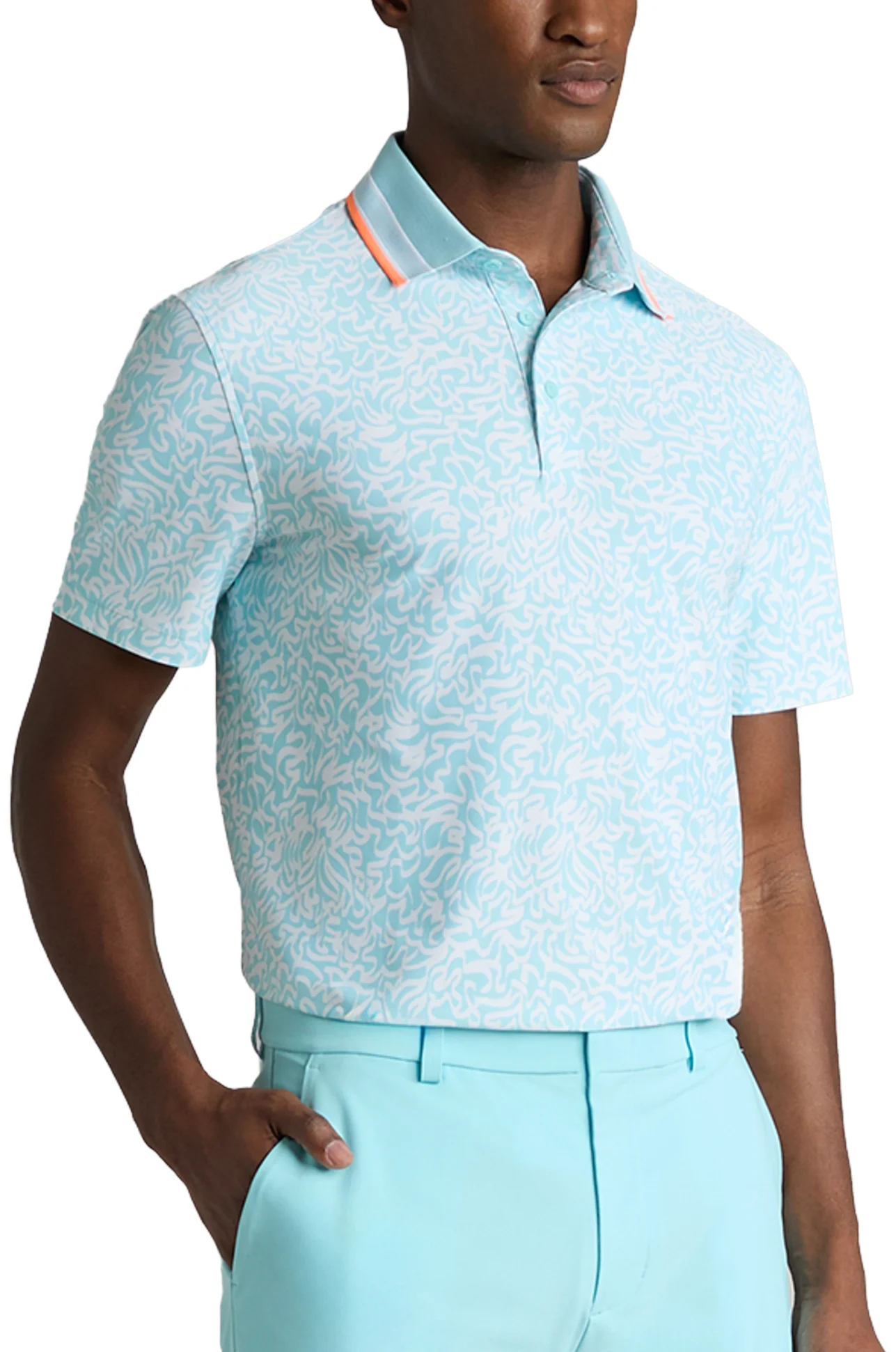 G/FORE Scribble Tech Jersey Mens Golf Polo - Blue, Size: Small
