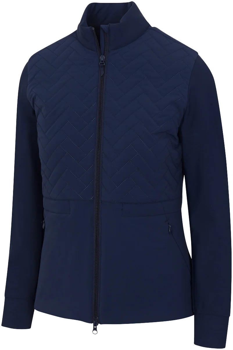 Greg Norman Womens Mix Media Embossed Golf Jacket - Blue, Size: Large