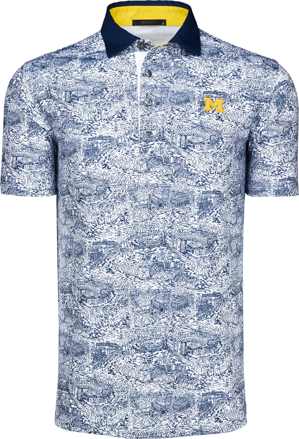 Greyson University of Michigan Stadium Series Scenic Mens Golf Polo - White, Size: X-Large
