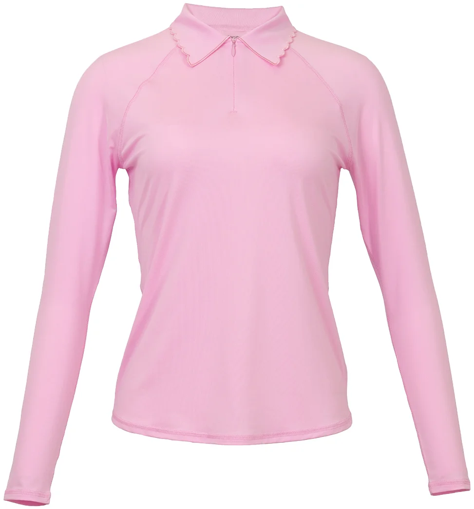 JoFit Womens Mindy UV Long Sleeve Golf Polo - Pink, Size: Large
