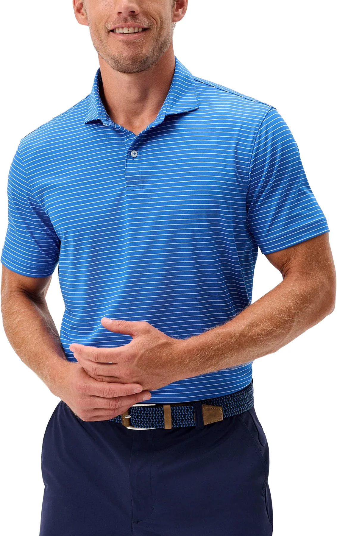 johnnie-O Beau Performance Jersey Mens Golf Polo - Blue, Size: Medium