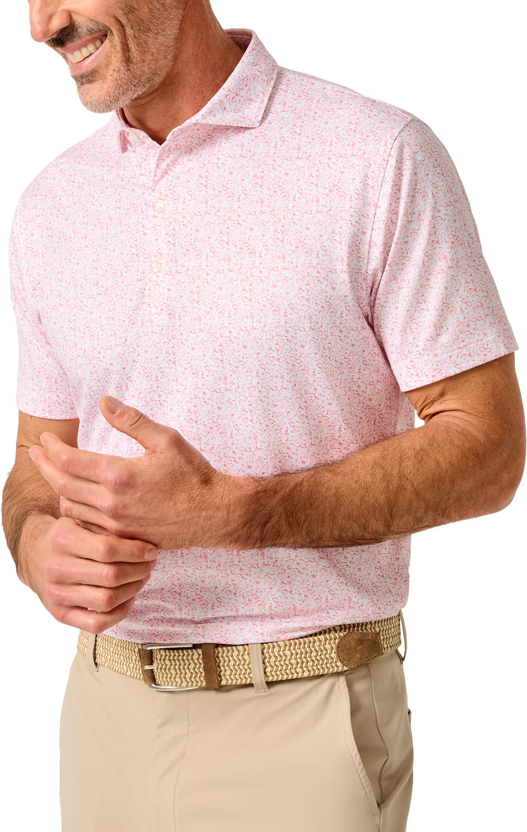 Johnnie-O Boggings Performance Jersey Mens Golf Polo - Red, Size: Large