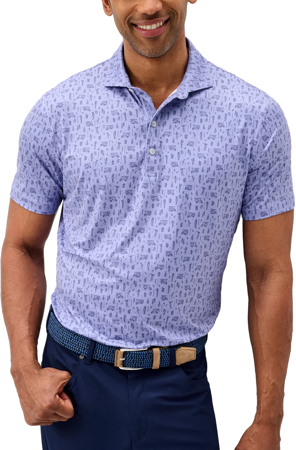Johnnie-O Cocktail Cart Featherweight Performance Mens Golf Polo - Pink, Size: Medium
