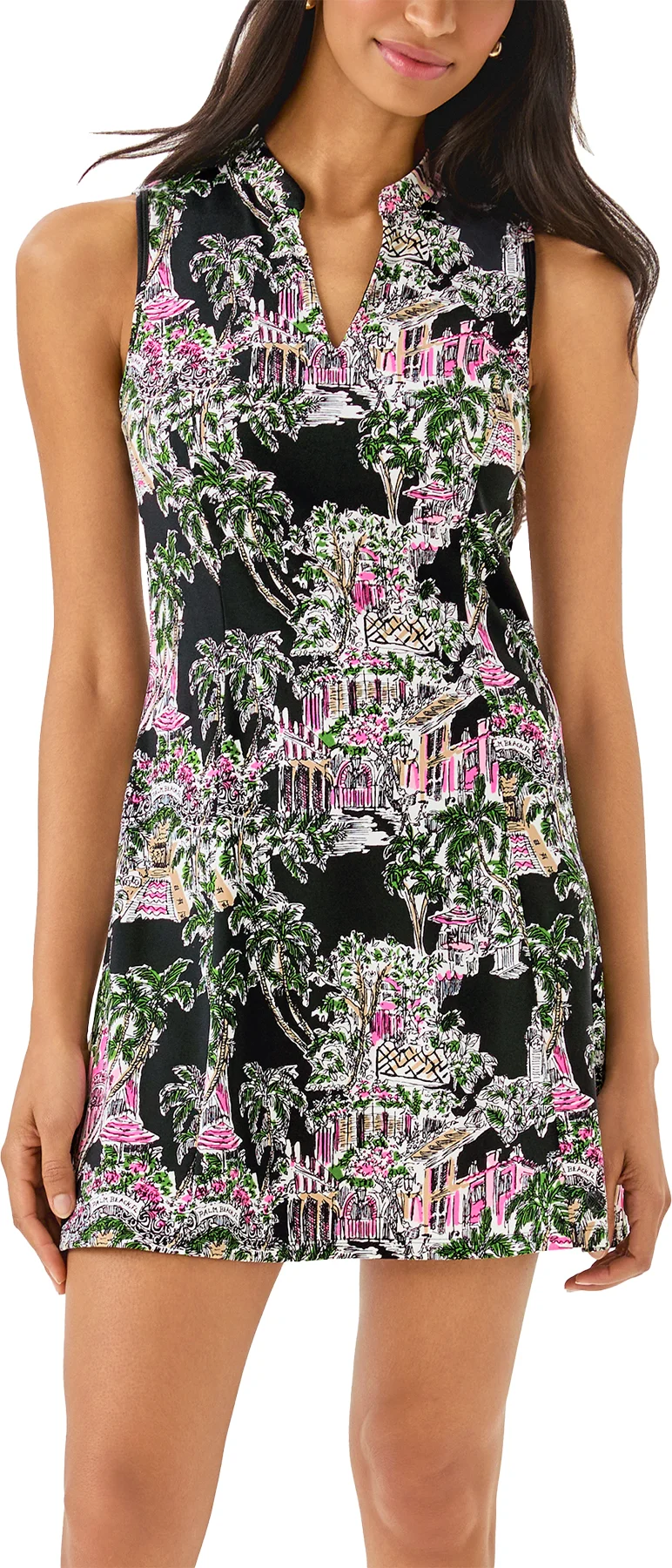 Lilly Pulitzer Womens UPF 50+ Luxletic Enna Active Sleeveless Golf Dress - 00238E ONYX/ANN - L